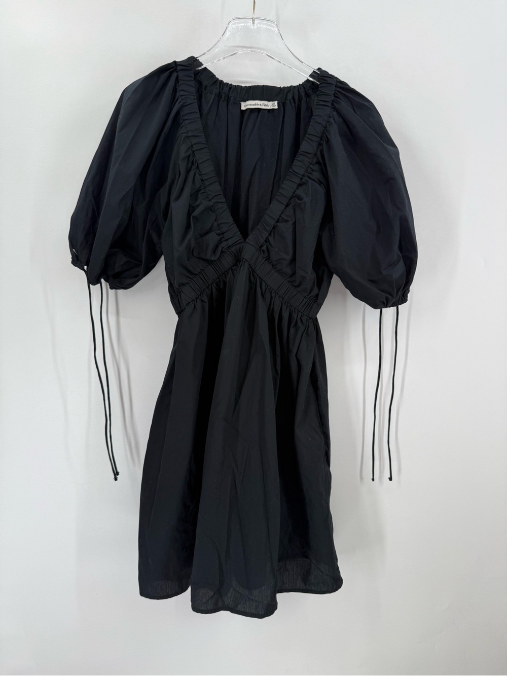 Abercrombie and Fitch black mini dress with puff sleeves size medium